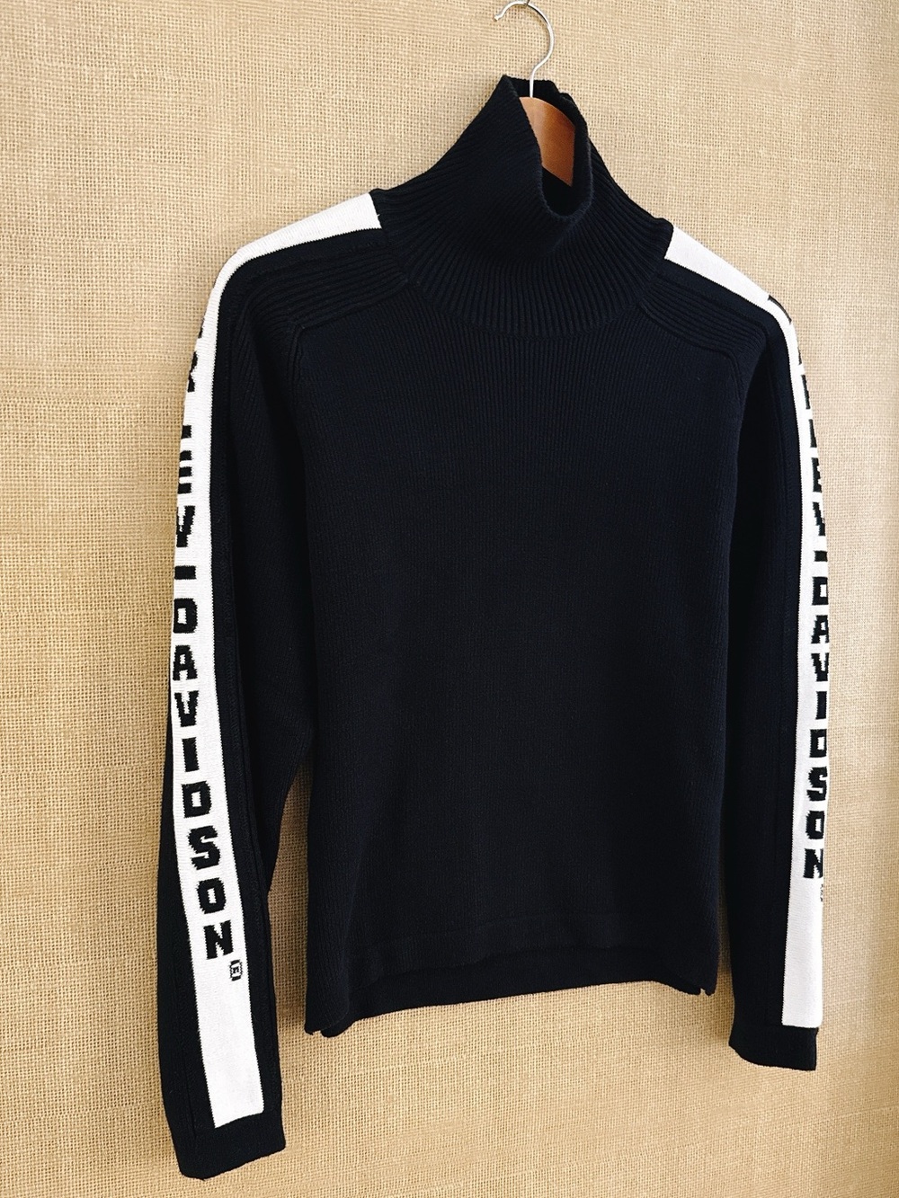Harley Davidson Moto Sweater Black Turtleneck Spell Out Sleeve Sturgis Hog Biker - Picture 5 of 10
